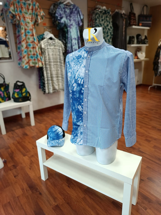 Chemise batik bleu